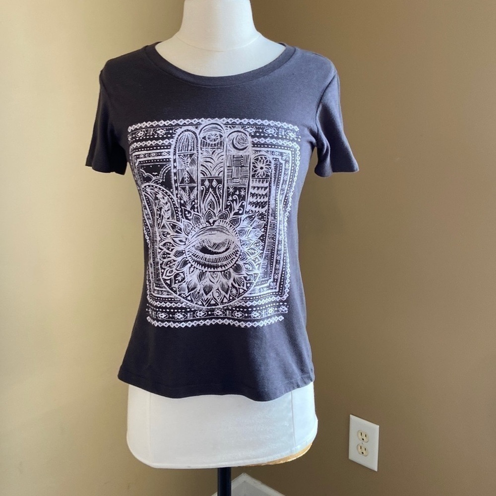 Billabong‎ Dark Grey Hamsa Tshirt - Festival Wear Size XSmall